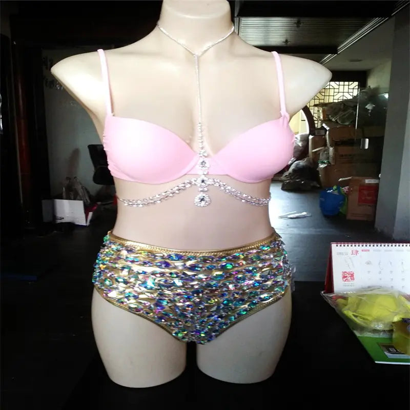 Dolly Diamond Swimsuit with Chain Bikini