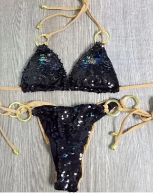 Golden Sequin Triangle Bikini