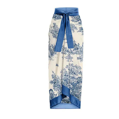 "Renee" Retro One-Piece Swimwear with Skirt Set