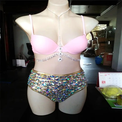 Dolly Diamond Swimsuit with Chain Bikini