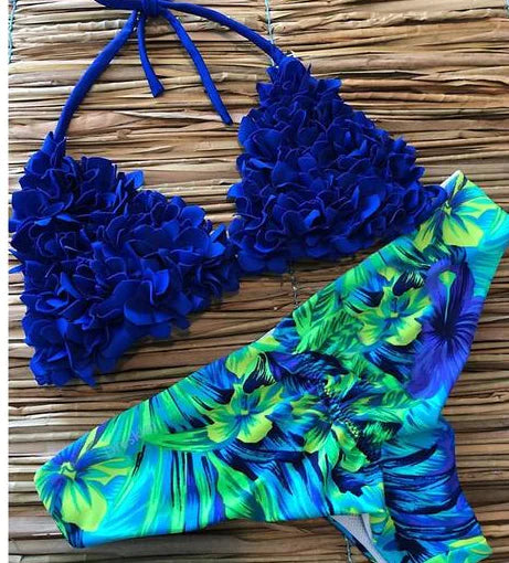 "Lilah" Exposed Floral Triangle Bikini