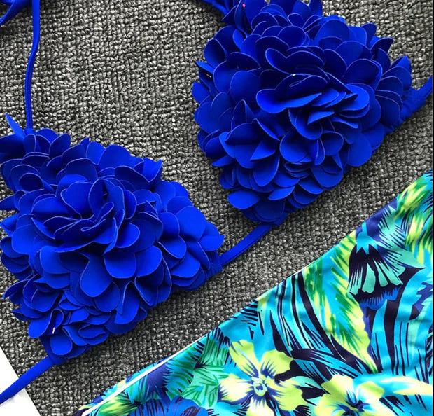 "Lilah" Exposed Floral Triangle Bikini