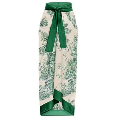 "Renee" Retro One-Piece Swimwear with Skirt Set