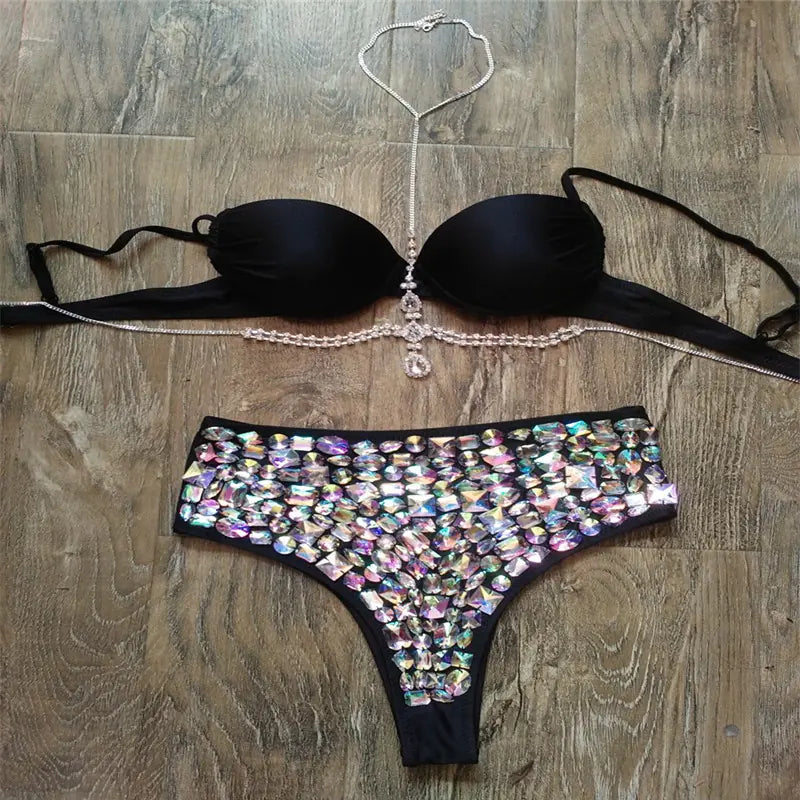 Dolly Diamond Swimsuit with Chain Bikini