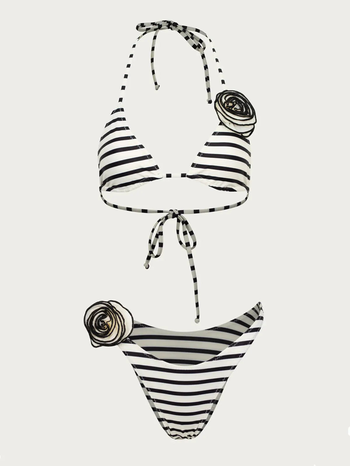 "Dakota" Striped Bikini Floral Design