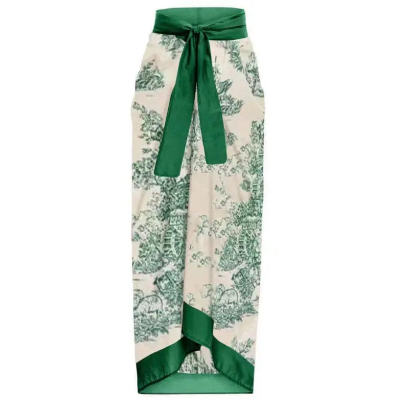 "Renee" Retro One-Piece Swimwear with Skirt Set